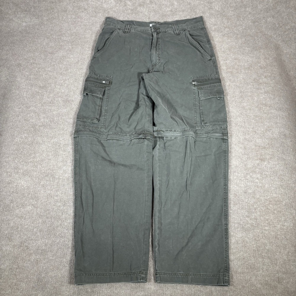 Vintage Old Navy Pants‎ Mens 35x32 Army Green Cargo Convertible Military Baggy